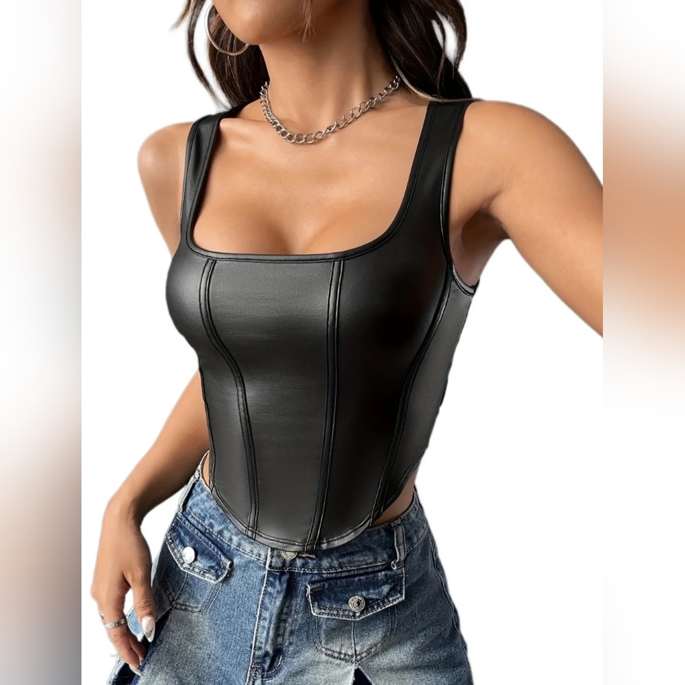 PU Bustier Tank Top